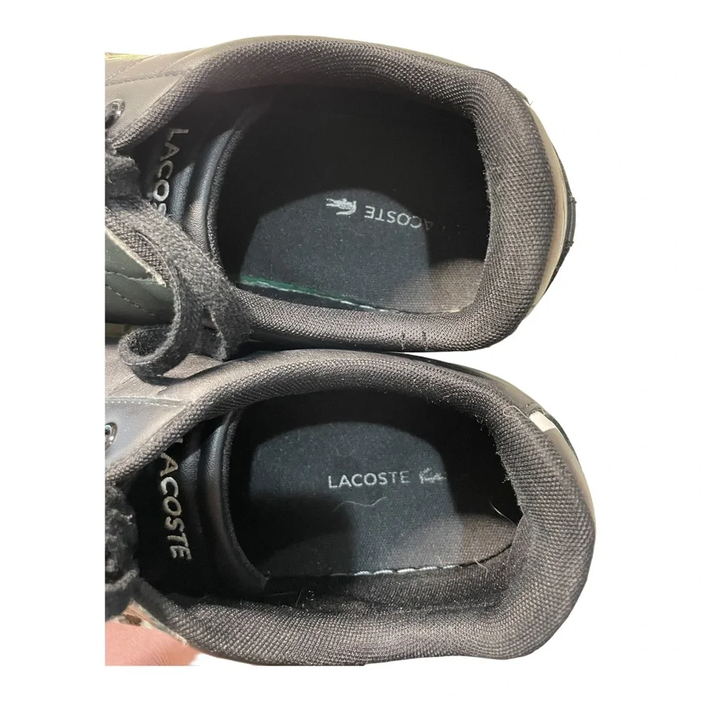 LACOSTE Carnaby EVO Black Leather Sneakers Size 13
